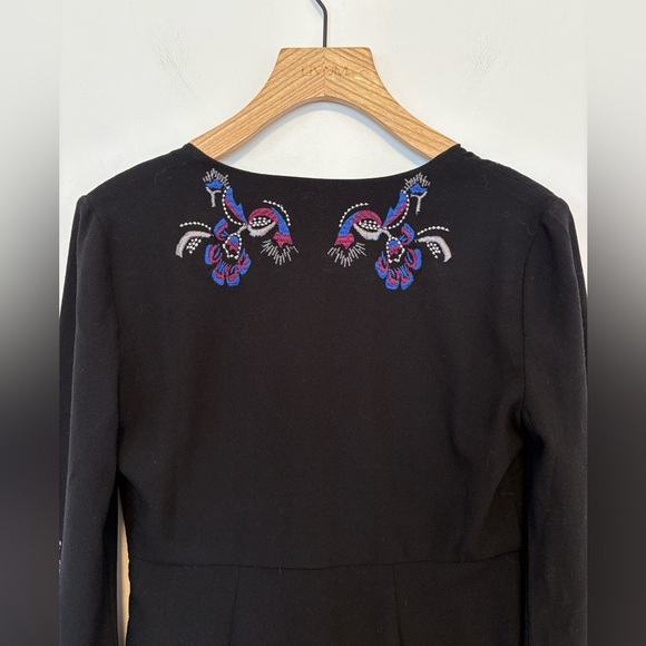 Free People Holiday Folk Black Mini Dress , sz : 4 - Picture 8 of 13